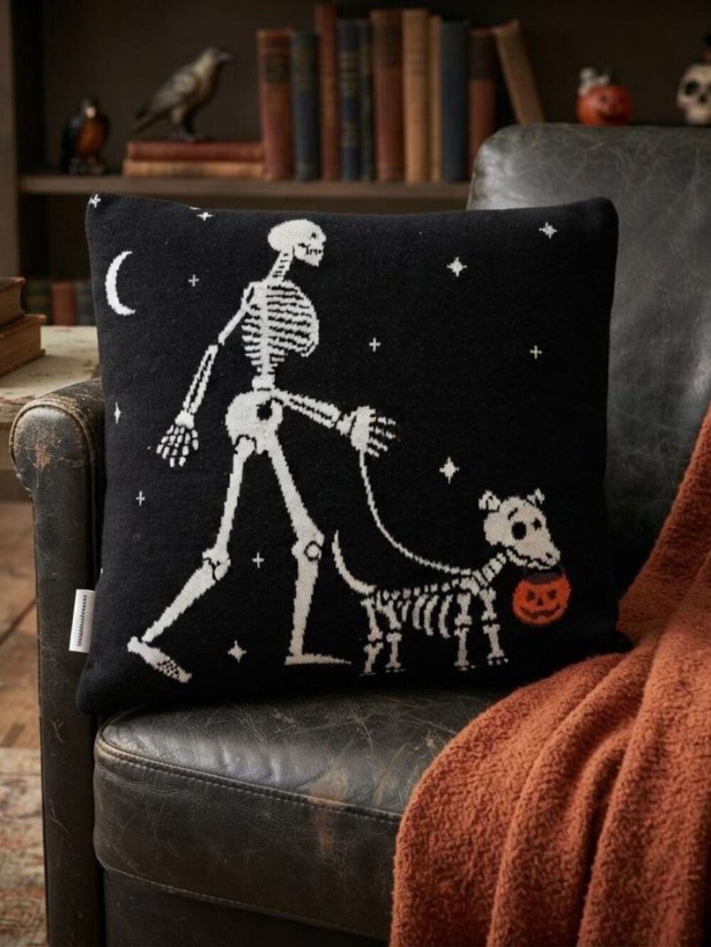 Novogratz Halloween Skeleton Dog Jersey Decorative Pillow 19"x17" NWOT